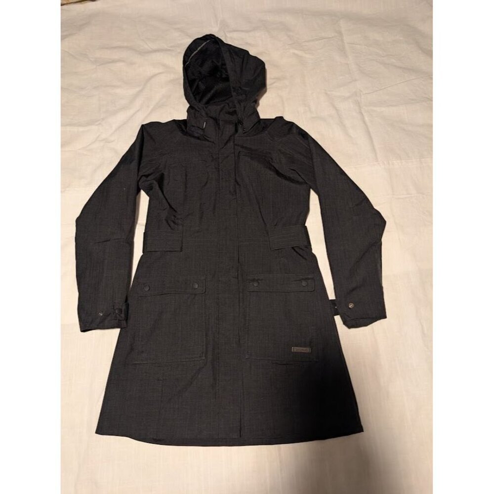 Merrell women's size small opti-shell gray black thigh length rain jacket - Picture 2 of 12